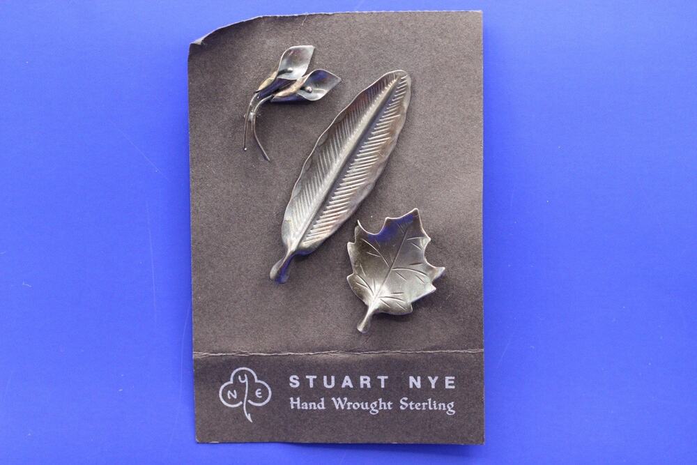 Sterling Silver Stuart Nye Lot of 3 floral and leaf brooches/Pins